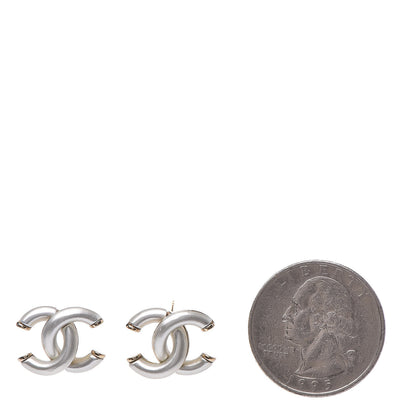 Chanel Metal CC Earrings Silver Gold 2 of 5