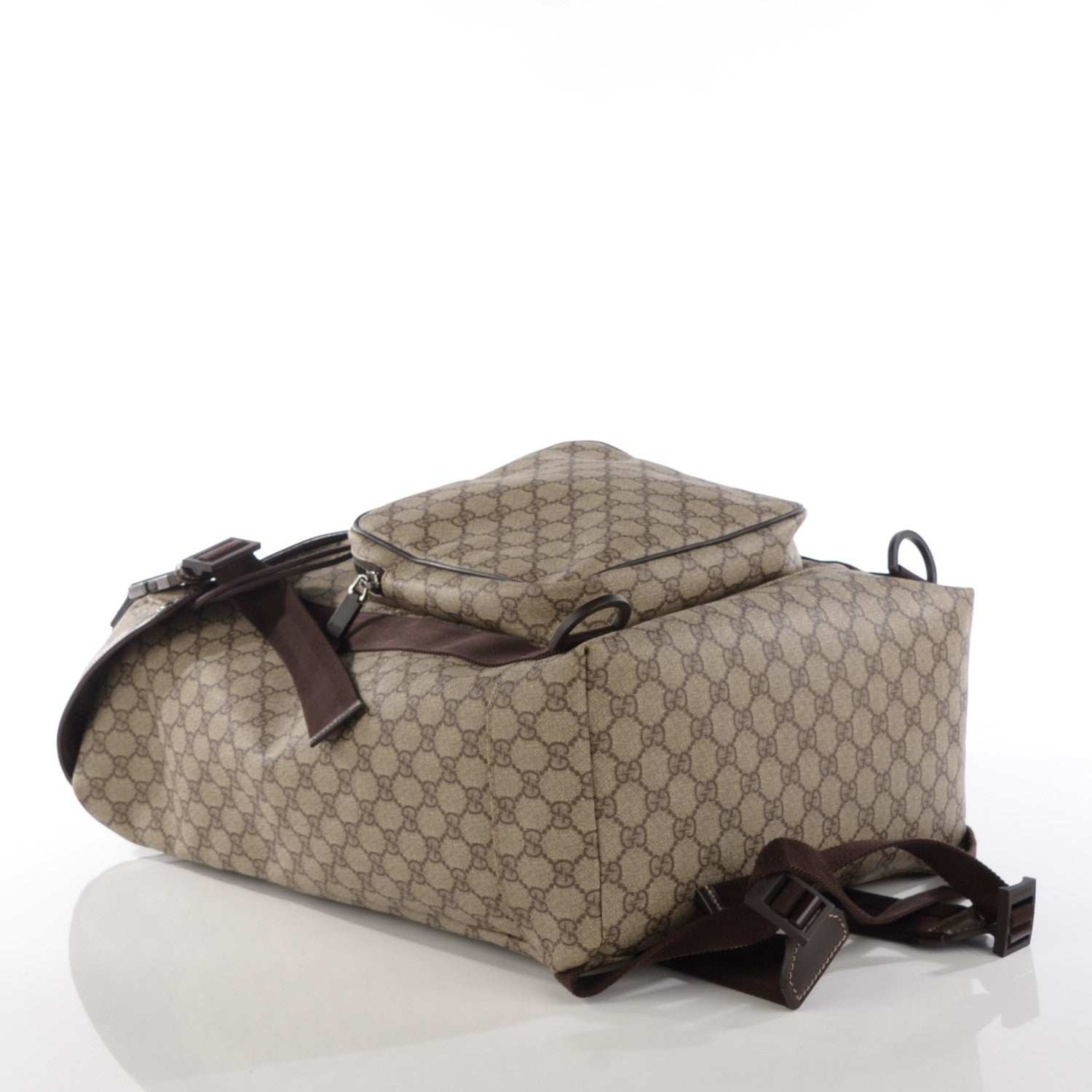 Gucci GG Supreme Monogram Large Interlocking G Double Buckle Backpack Dark Brown 4 of 7