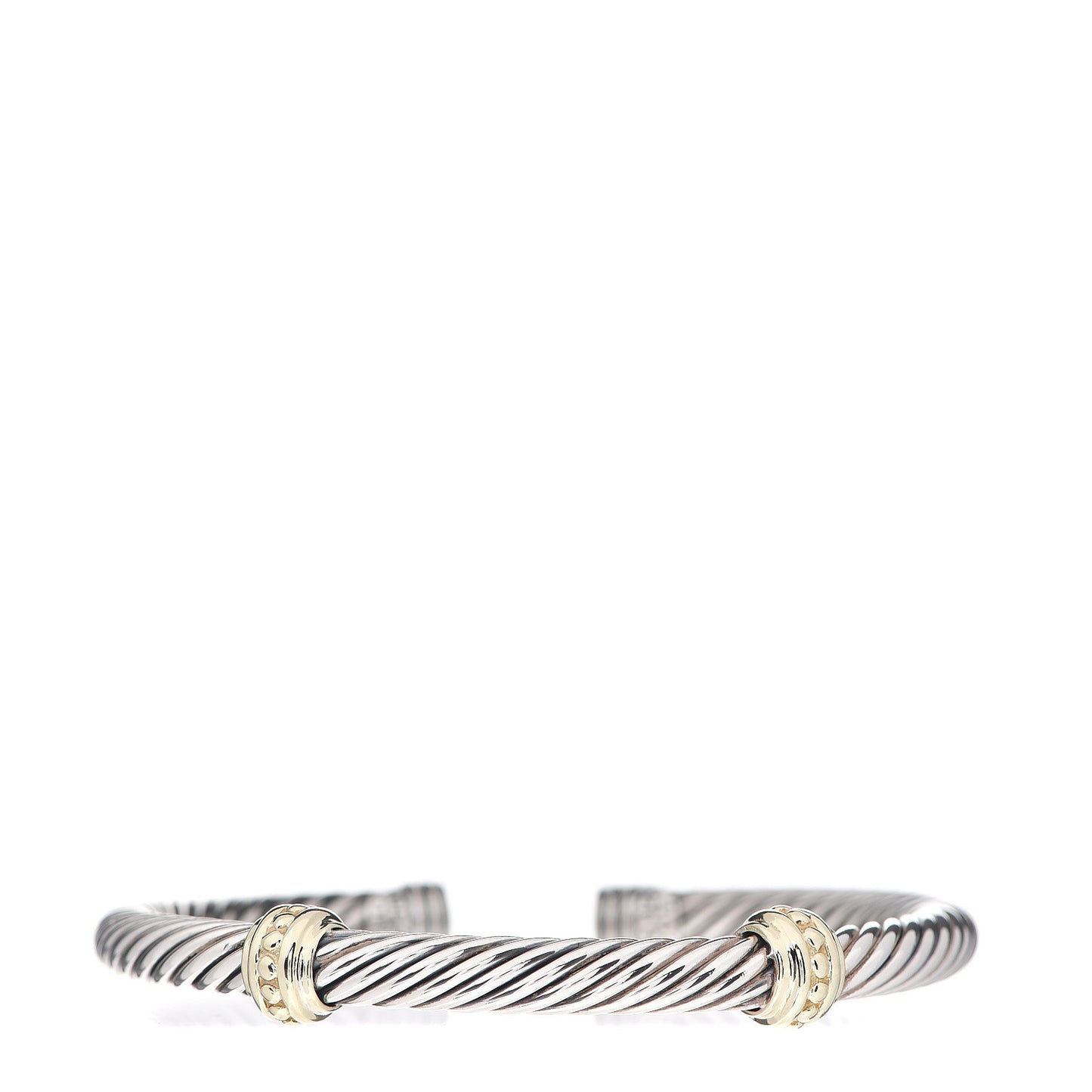 Sterling Silver 14K Yellow Gold 5mm Cable Classics Two Station Bracelet