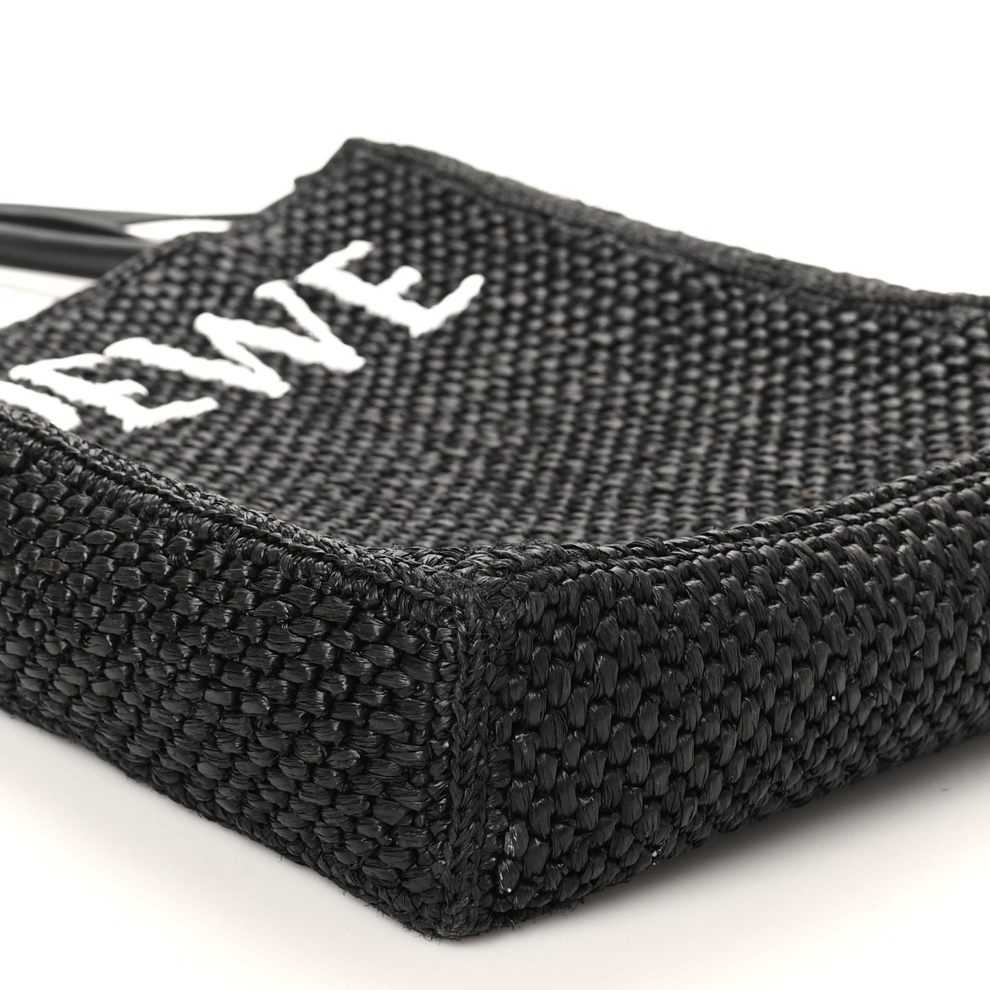 Raffia Calfskin Standard A4 Tote Bag Black