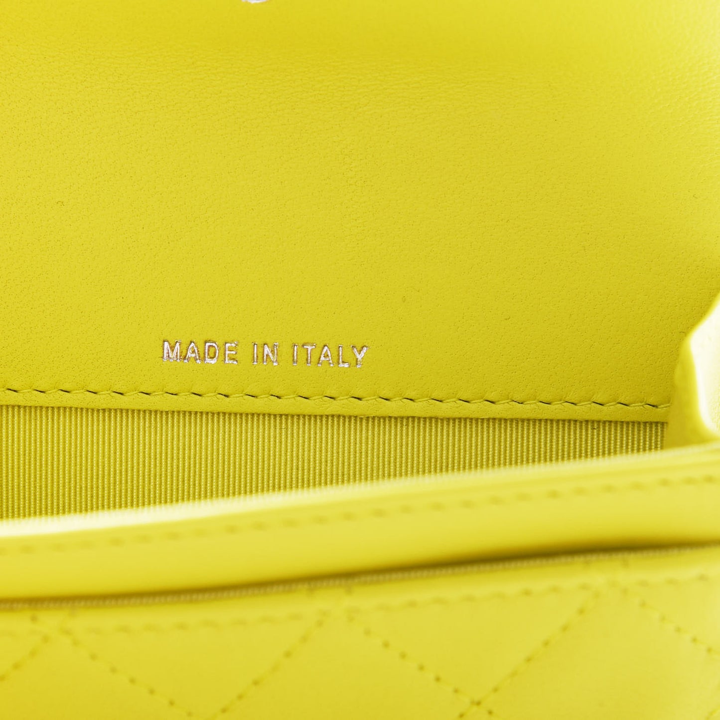 Lambskin Quilted Flap Card Holder Wallet Yellow