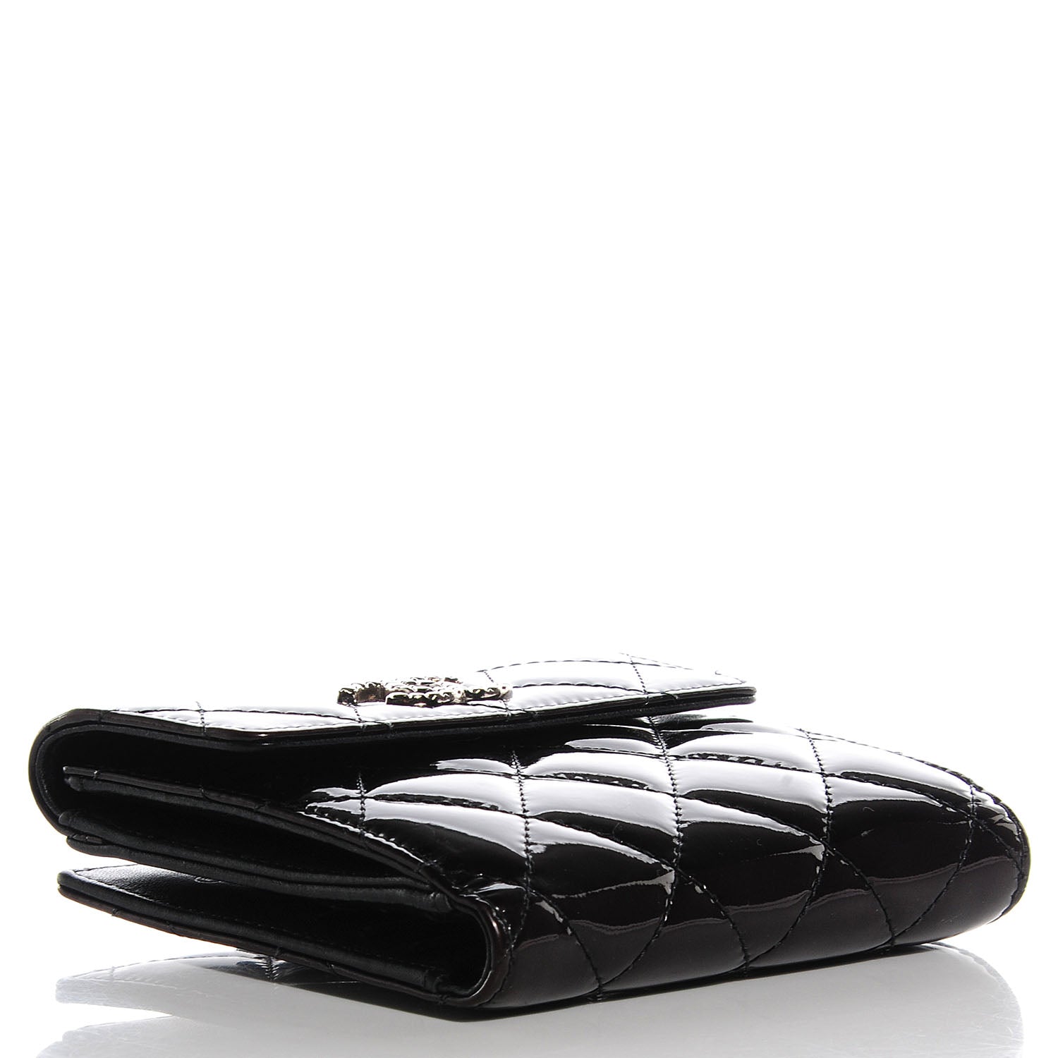 Chanel Patent Quilted Brilliant Compact Wallet Black 4 of 8