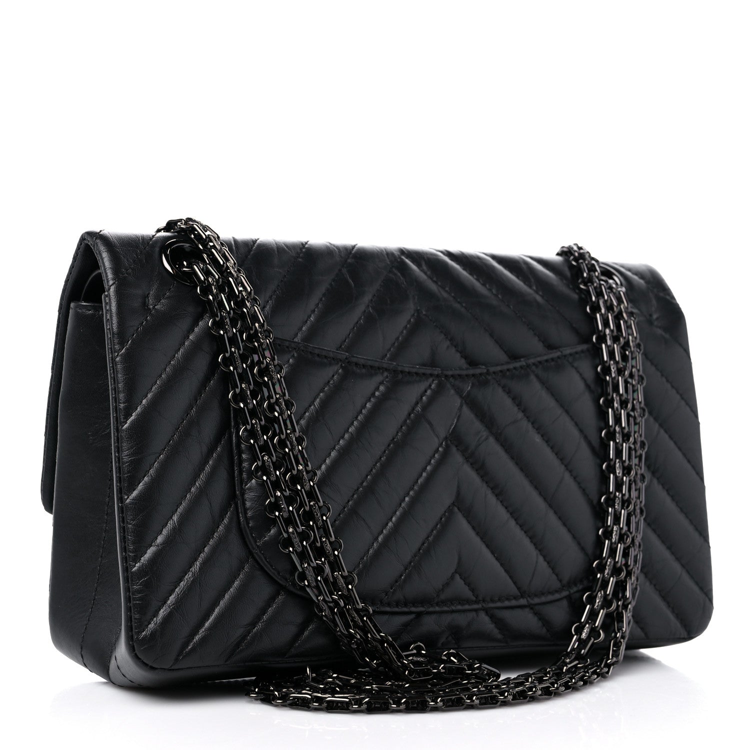Chanel Aged Calfskin Chevron Quilted 2.55 Reissue 225 Flap So Black 3 of 11