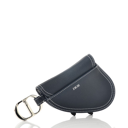 Christian Dior Grained Calfskin Saddle Key Ring Navy Blue 3 of 7