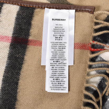 Burberry Cashmere Lambskin Trimmed Vintage Check Fringe Scarf Beige 4 of 4