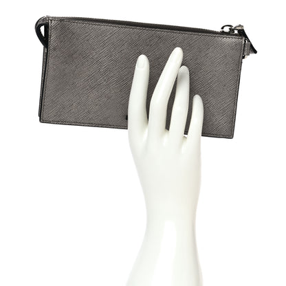 Prada Metallic Saffiano Phone Pouch Fumo Mordore 2 of 10