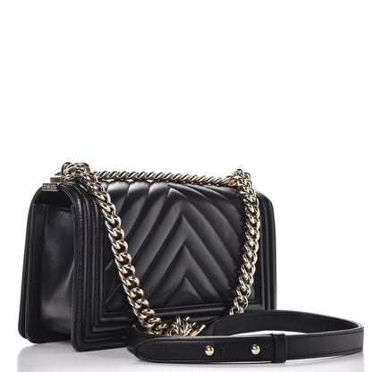 Chanel Lambskin Chevron Quilted Medium Boy Flap Black 3 of 9