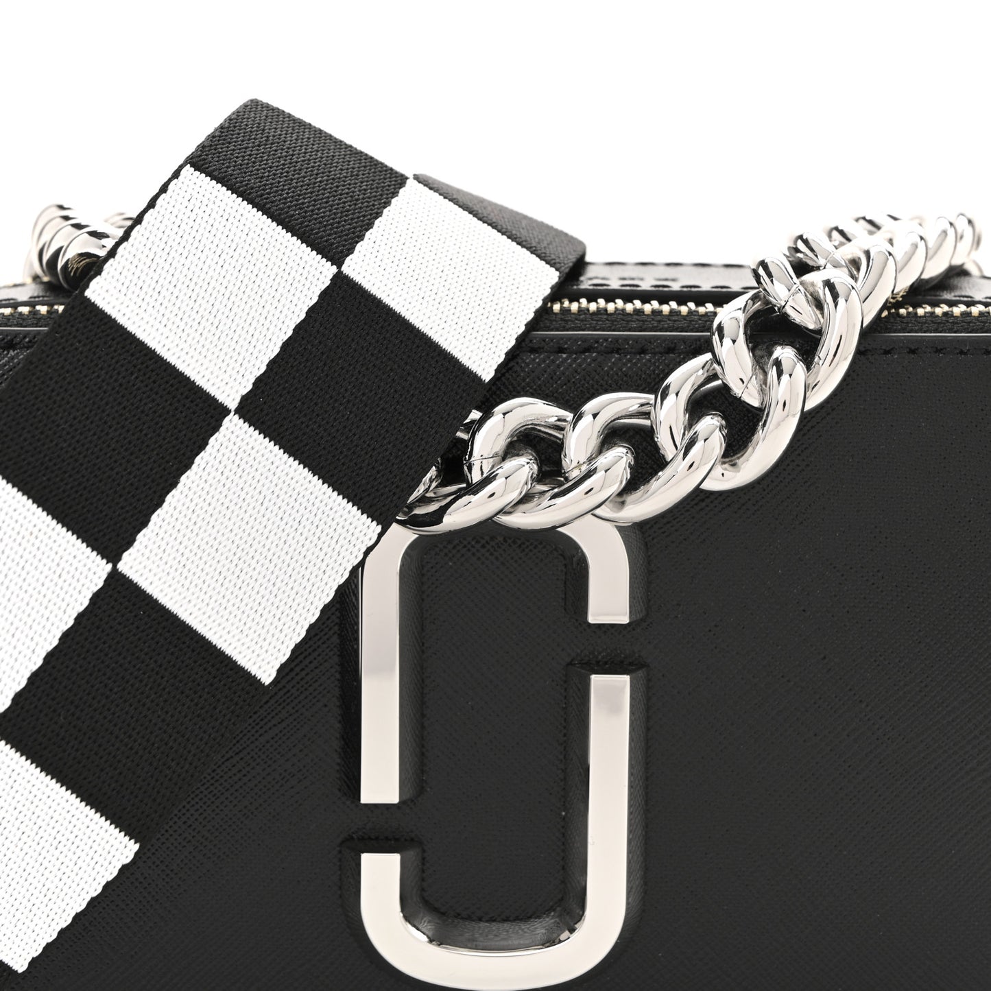 X Bloomingdales 150th Anniversary Saffiano Small Snapshot Camera Bag Black White