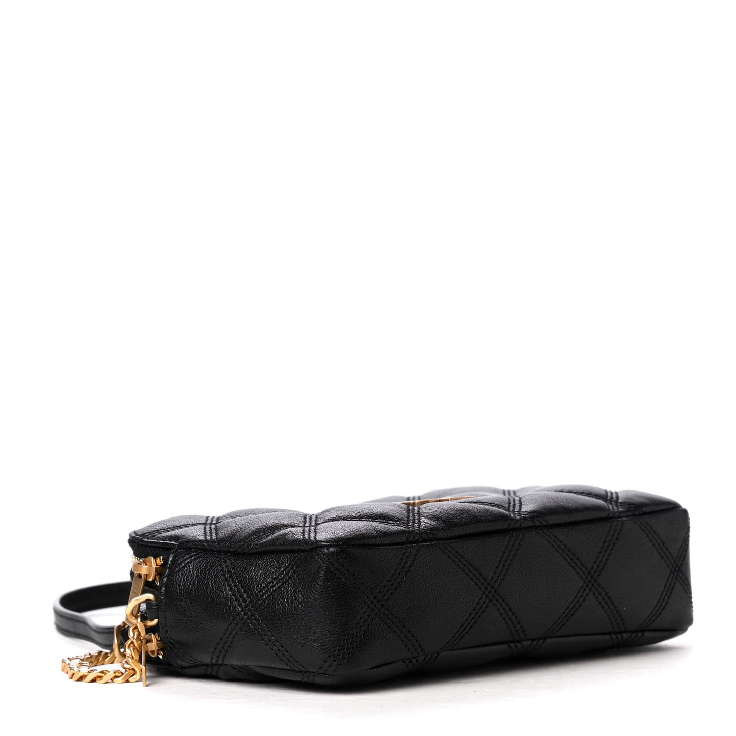 Grained Lambskin Quilted Mini Becky Double Zip Bag Black