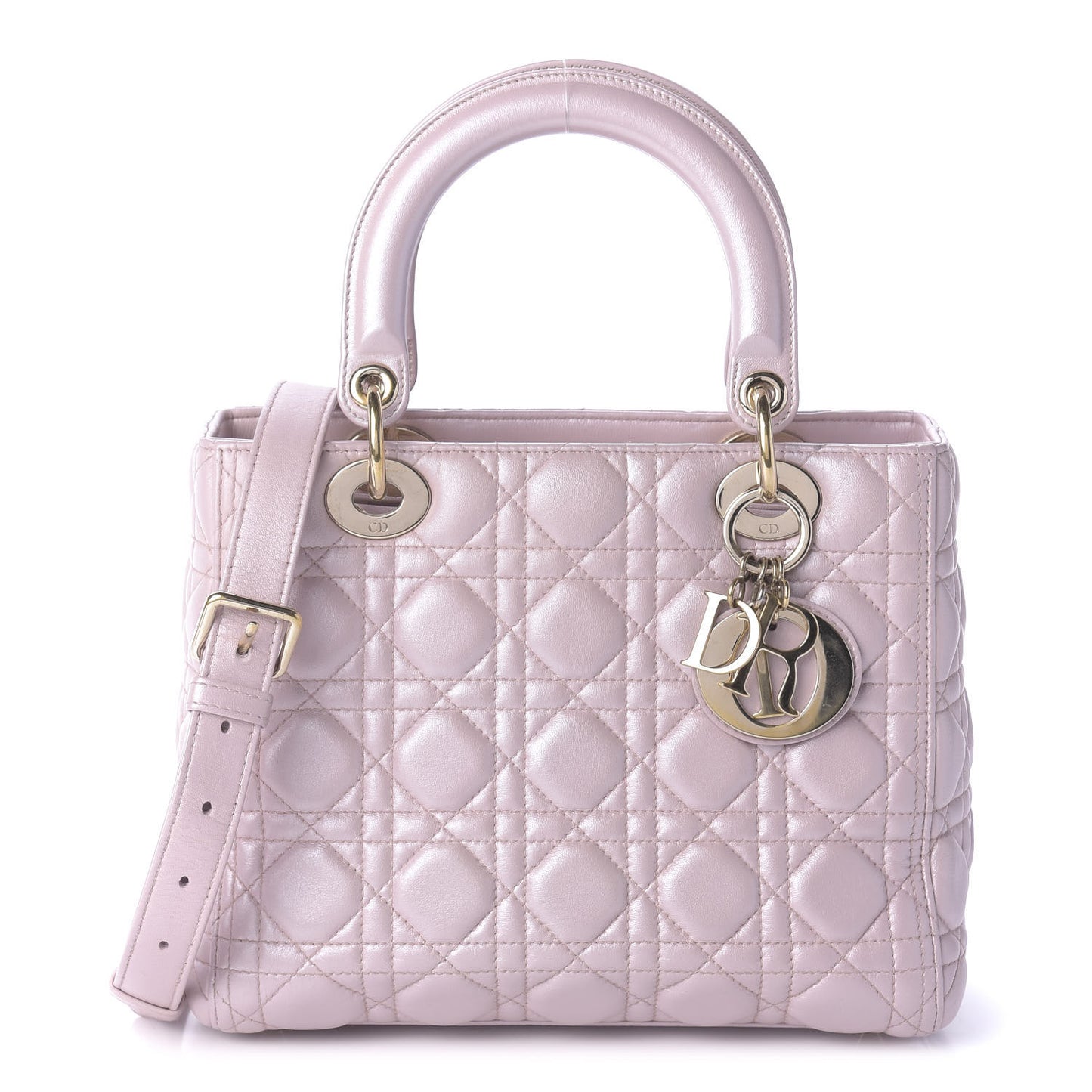 Pearly Lambskin Cannage Medium Lady Dior Lotus