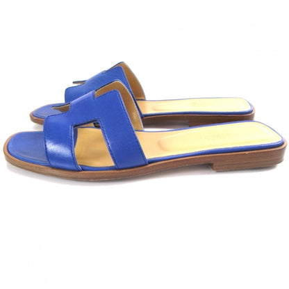 Hermes Leather Oran Sandals 37 Mykonos 2 of 7
