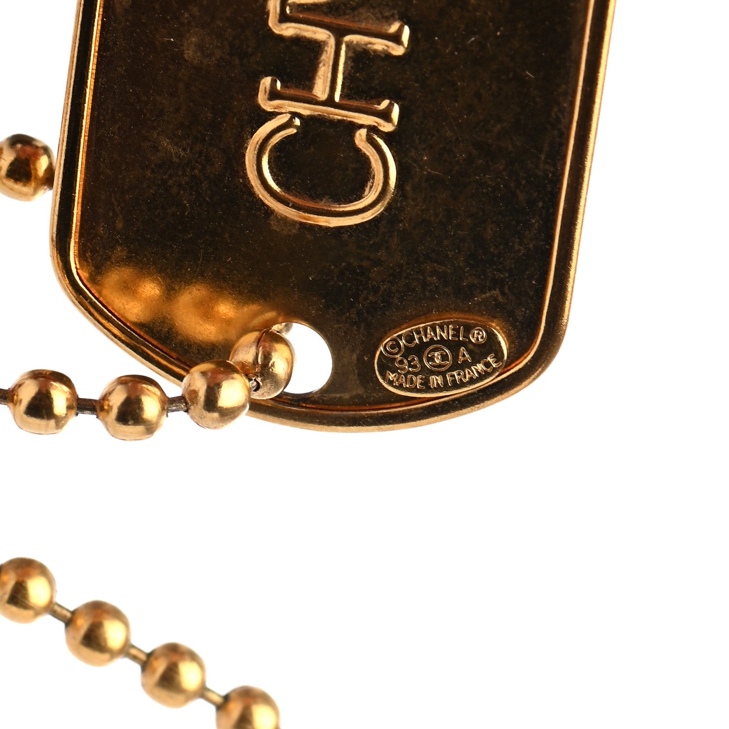 Chanel ID Dog Tag Charm Necklace Gold 5 of 5