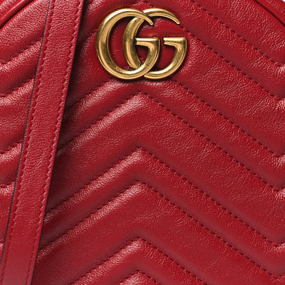 Gucci Glazed Calfskin Matelasse Heart Mini GG Marmont Round Shoulder Bag Romantic Cerise 8 of 10