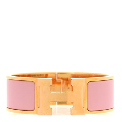 Hermes Enamel Wide Clic Clac H Bracelet PM Rose Nacarat 1 of 4