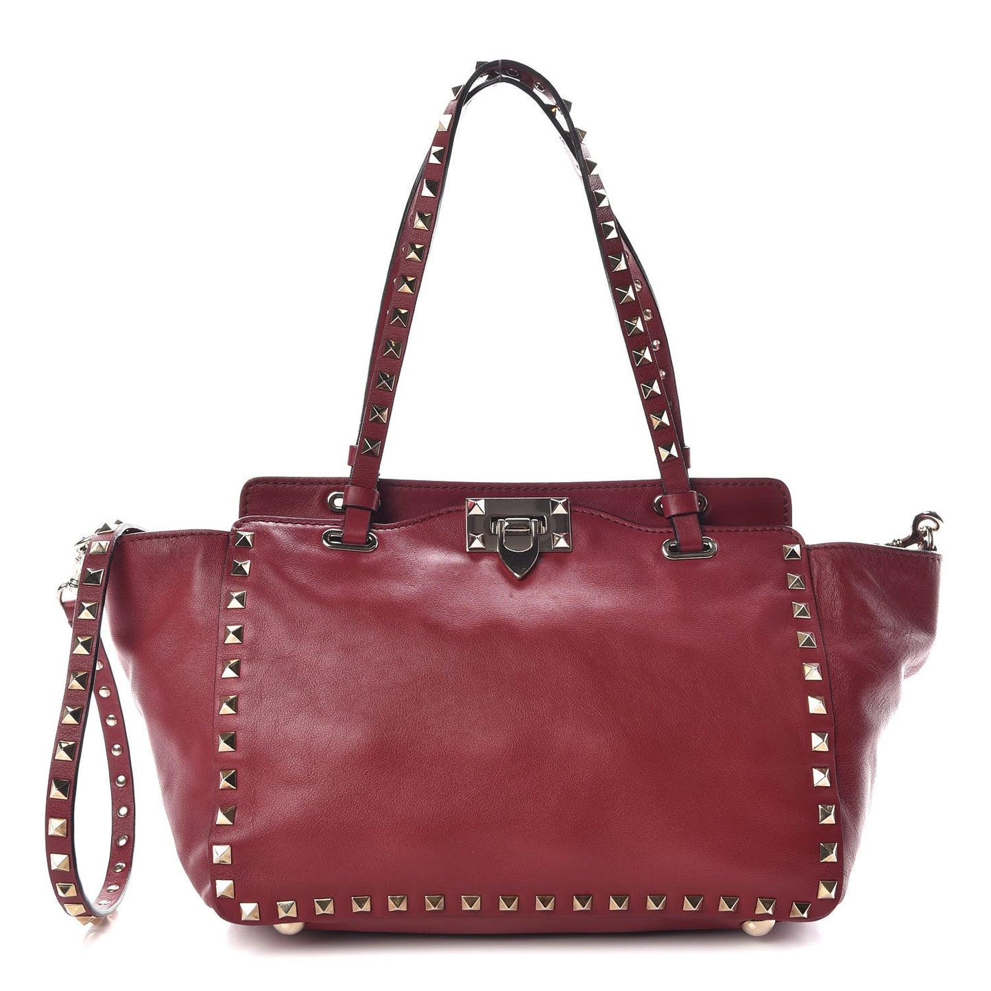 Vitello Small Rockstud Tote Scarlet