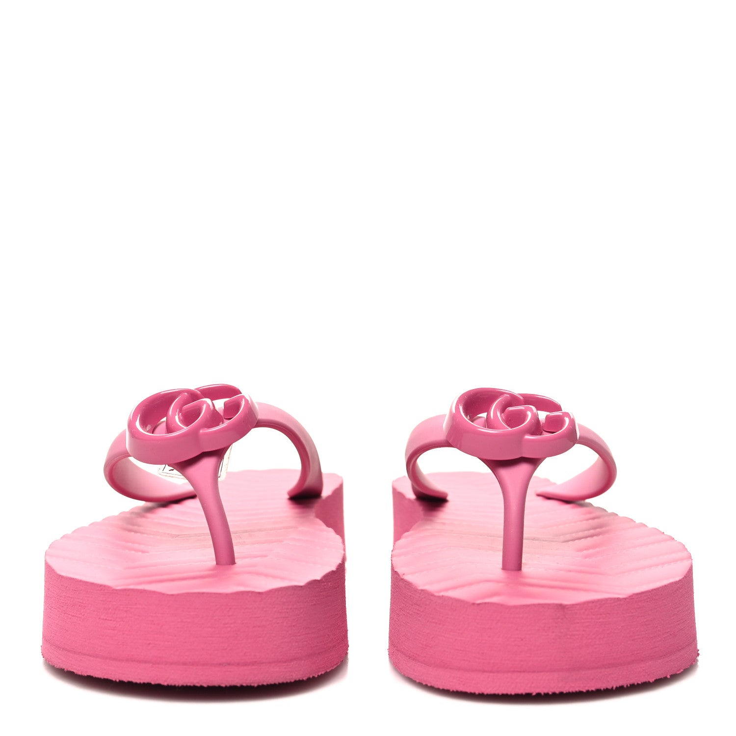 Gucci Rubber Chevron Womens GG Thong Sandals 36 Pink Tropical Flower 2 of 8