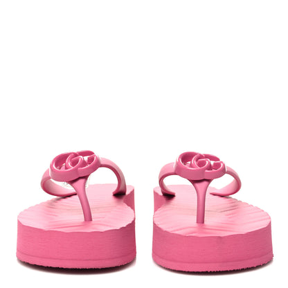 Gucci Rubber Chevron Womens GG Thong Sandals 36 Pink Tropical Flower 2 of 8