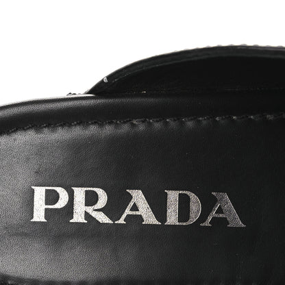 Prada Natural Calfskin Metal Triangle Logo 45mm Clogs 38 Black 9 of 12