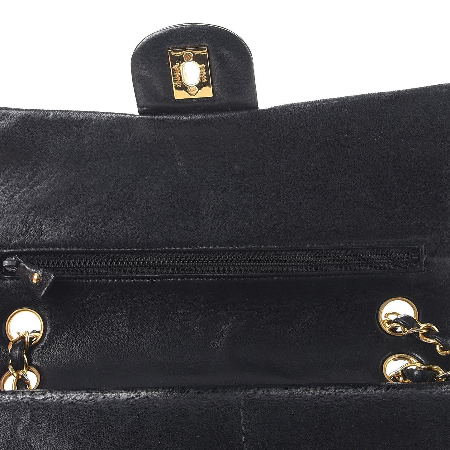 Lambskin Quilted Medium Double Flap Black