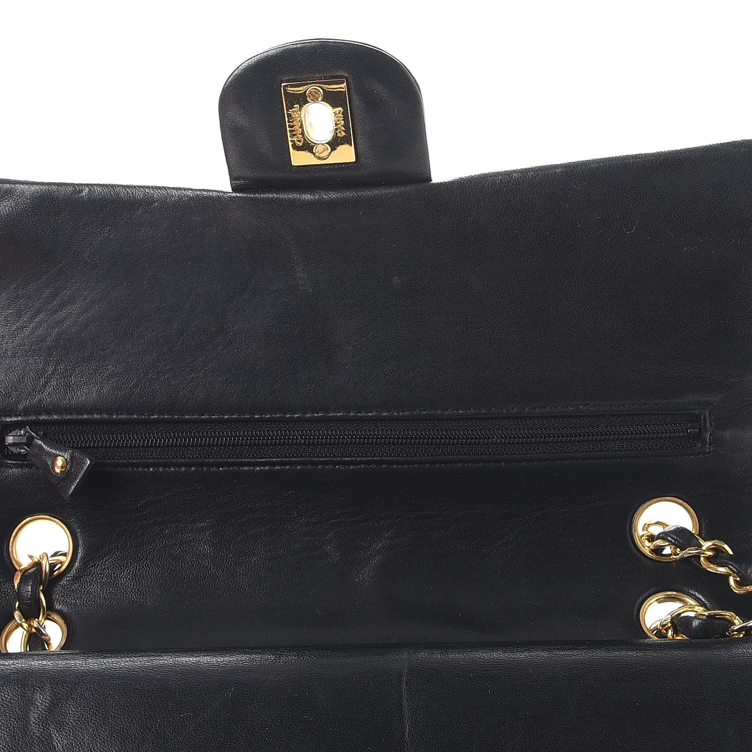 Chanel Lambskin Quilted Medium Double Flap Black 10 of 11