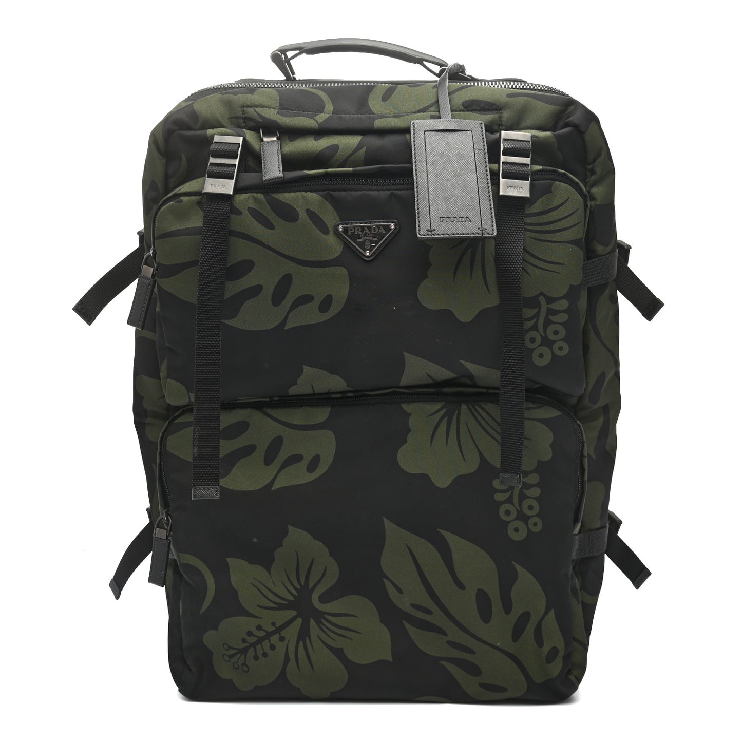 Tessuto Nylon Hibiscus Print Trolley Luggage Green