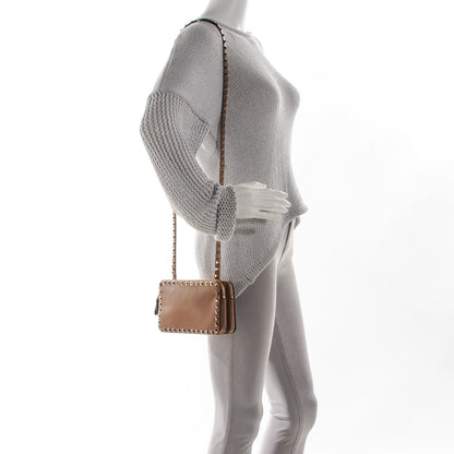 Valentino Garavani Vitello Rockstud Double Zip Compartment Crossbody Bag Nocciola 2 of 9