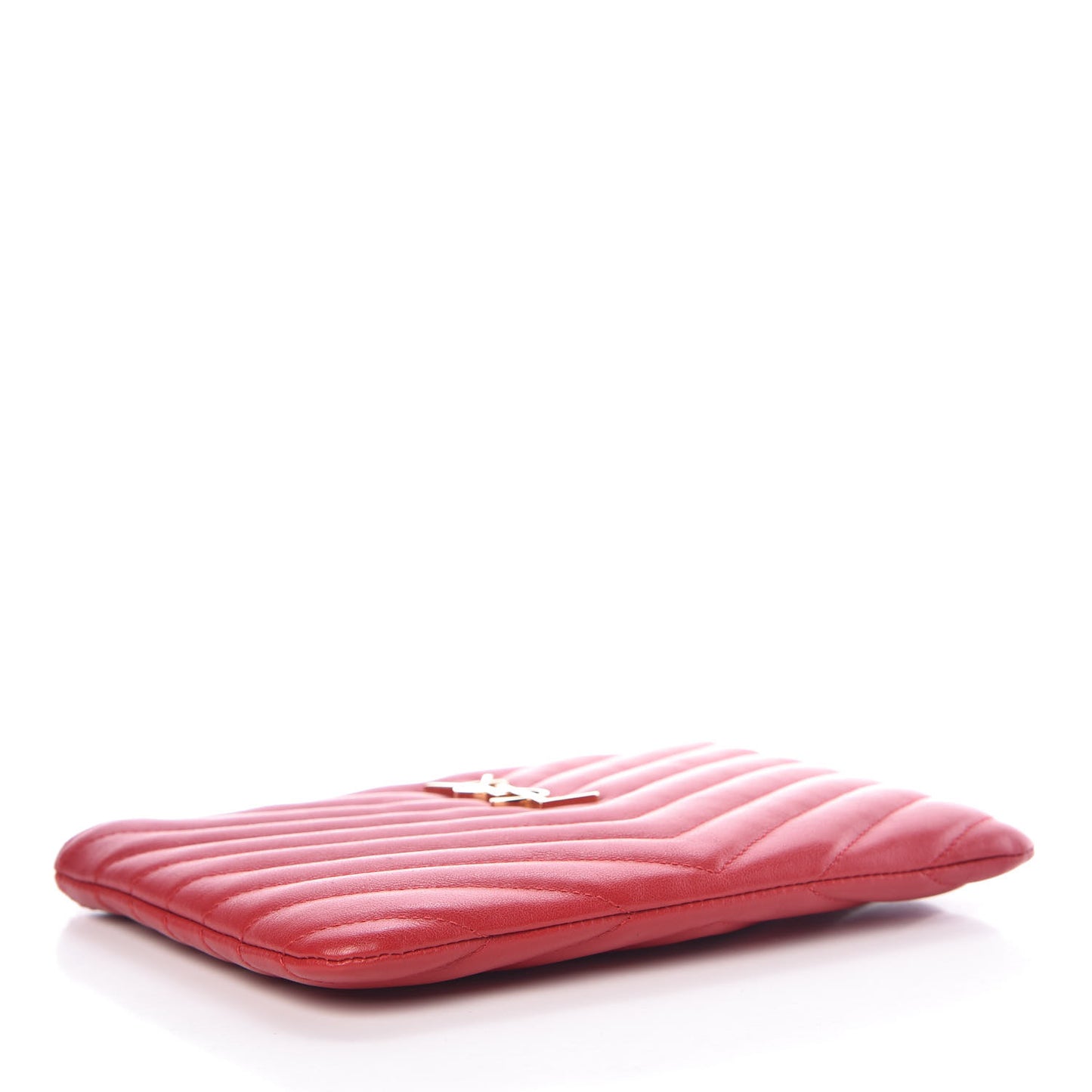 Calfskin Matelasse Chevron Monogram Pouch Red