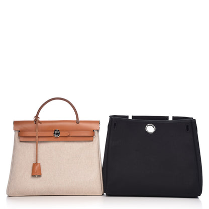 Hermes Toile Vache Calfskin Herbag 30 PM Natural 3 of 11