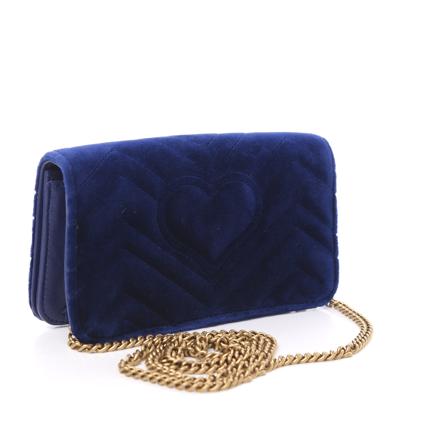 Velvet Matelasse GG Marmont Mini Bag Cobalt Blue