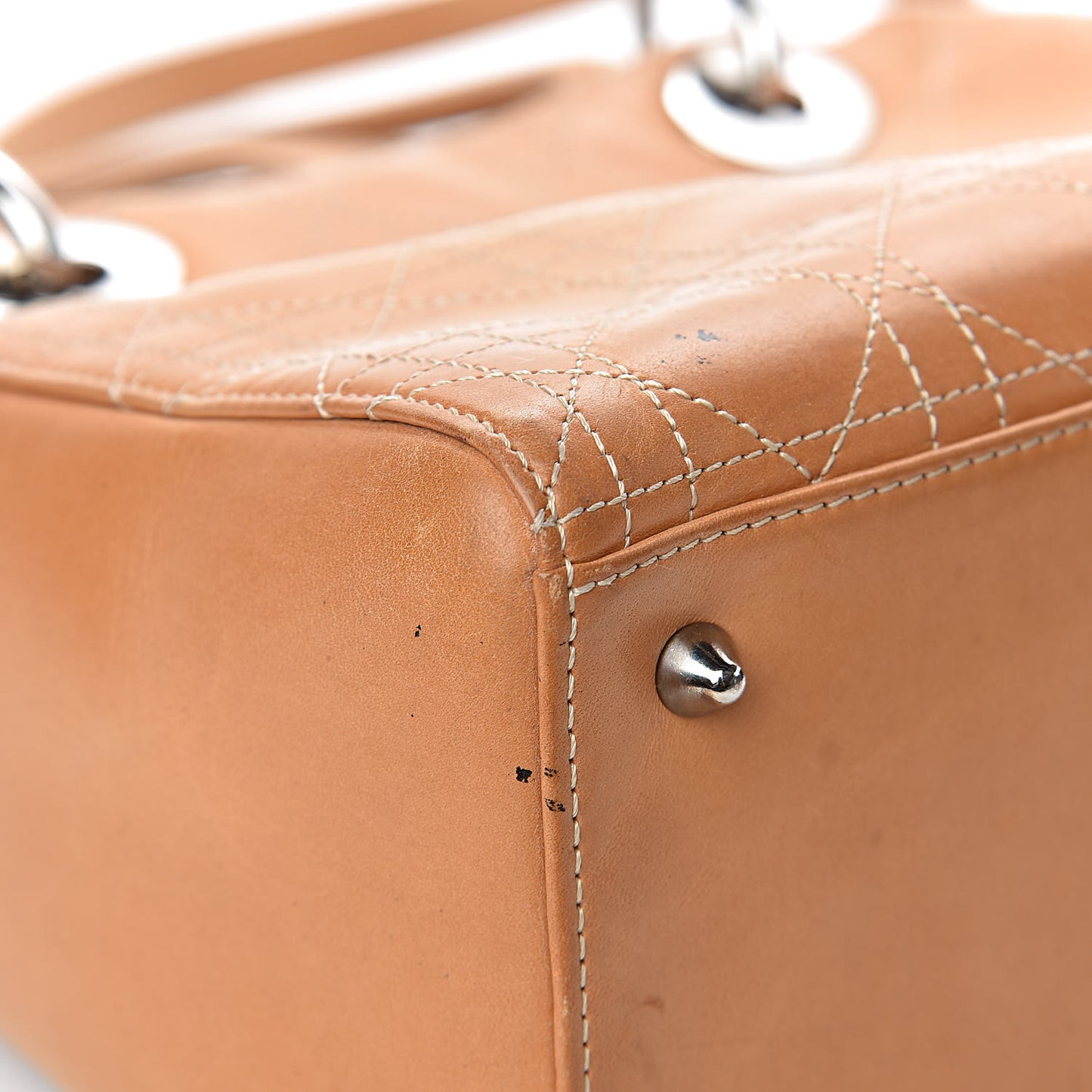 Calfskin Cannage Medium Lady Dior Camel