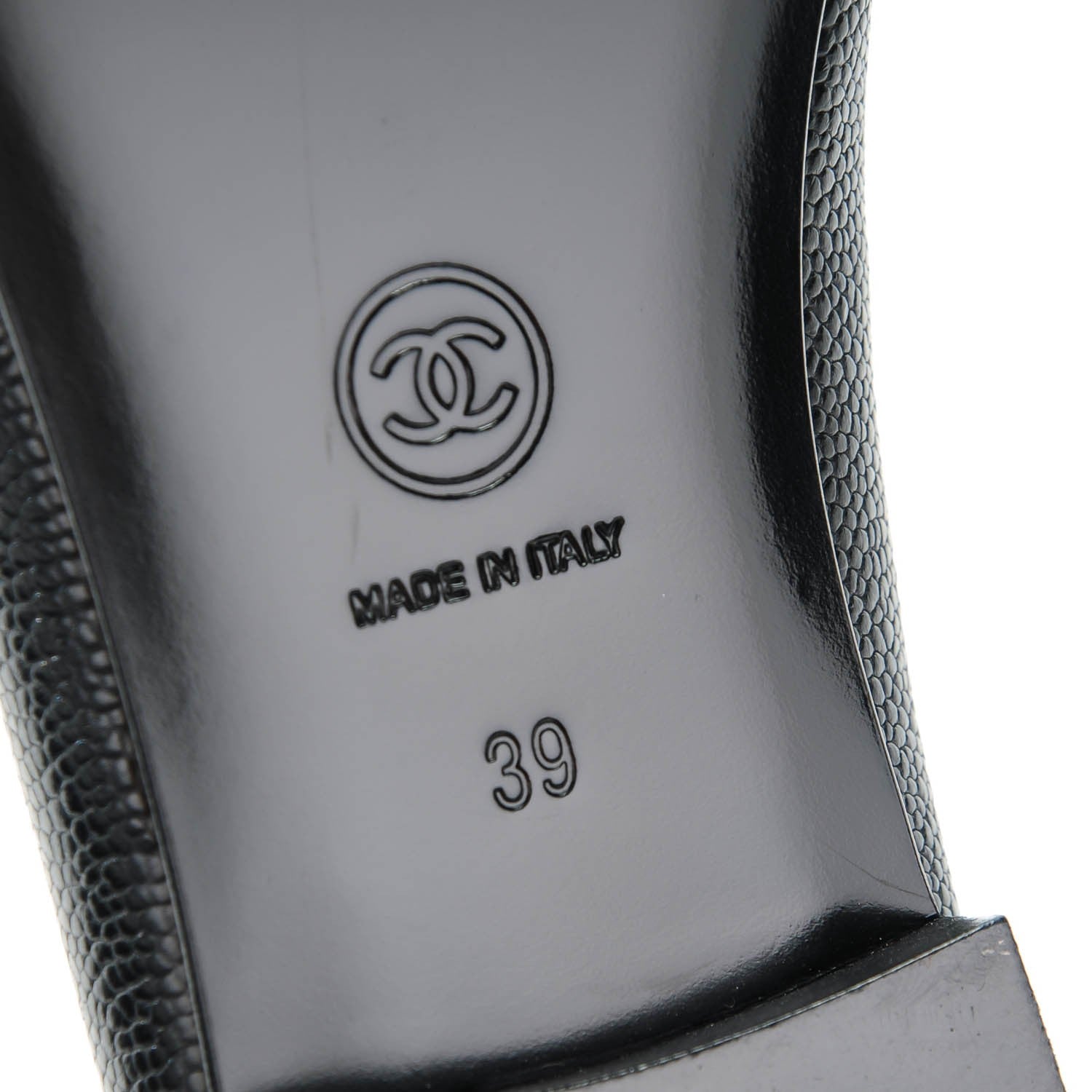 Chanel Caviar CC Cap Toe Ballerina Flats 39 Black 6 of 7