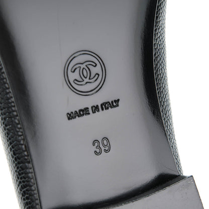 Chanel Caviar CC Cap Toe Ballerina Flats 39 Black 6 of 7