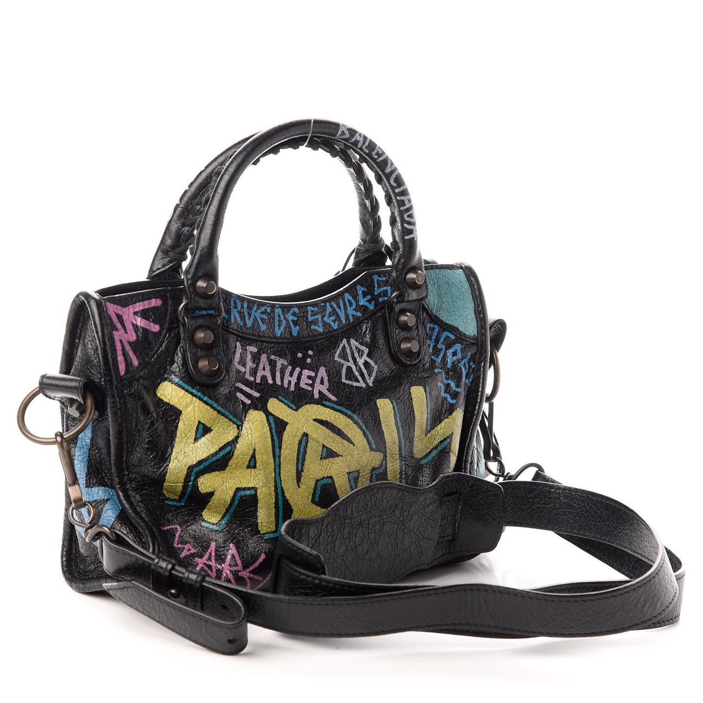 Agneau Arena Graffiti All Over Classic Hardware Mini City Black Multicolor