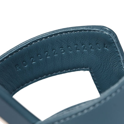 Hermes Box Calfskin Oran Sandals 37 Bleu Pinede 8 of 9