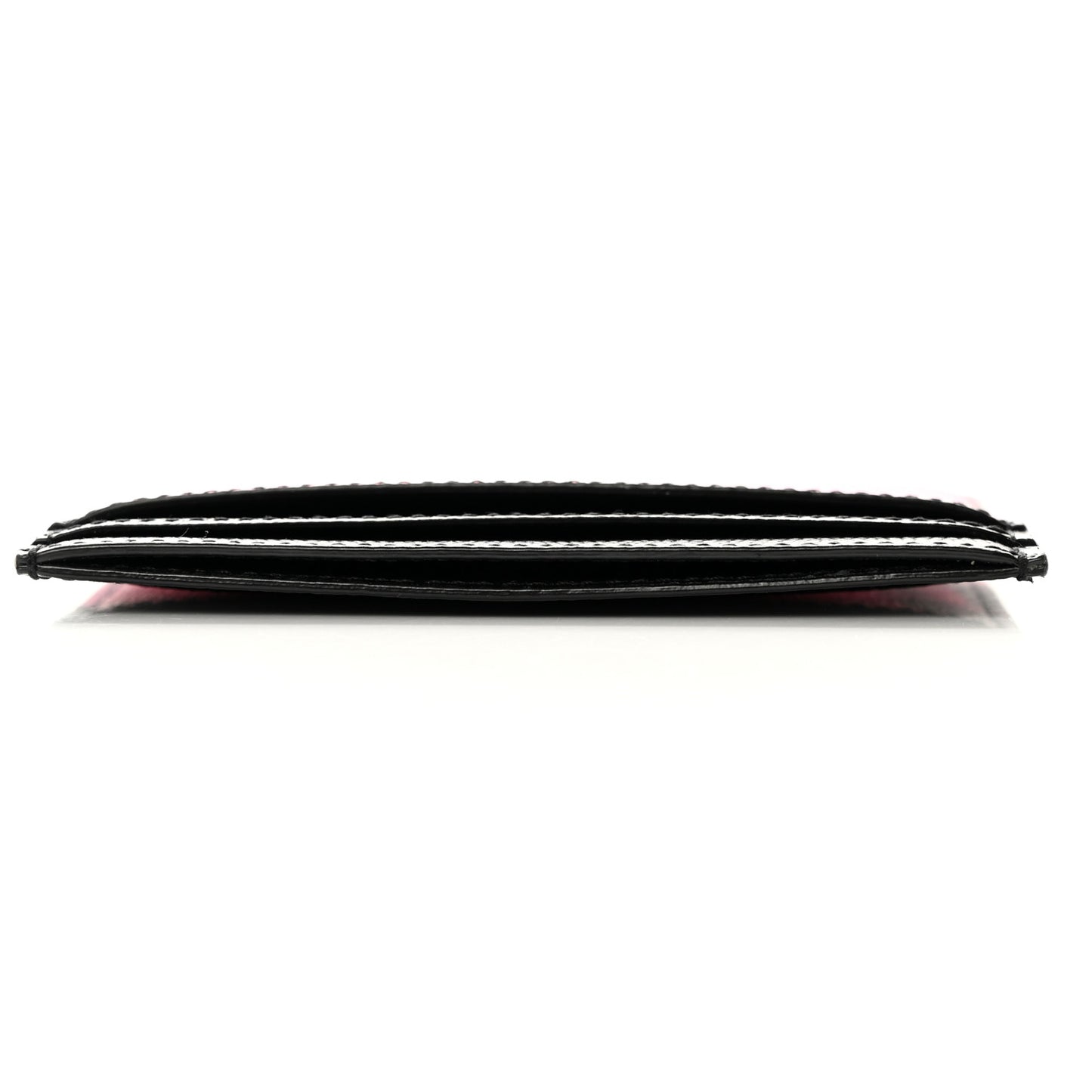 Calfskin Zebra Print Credit Card Case Fuchsia Black