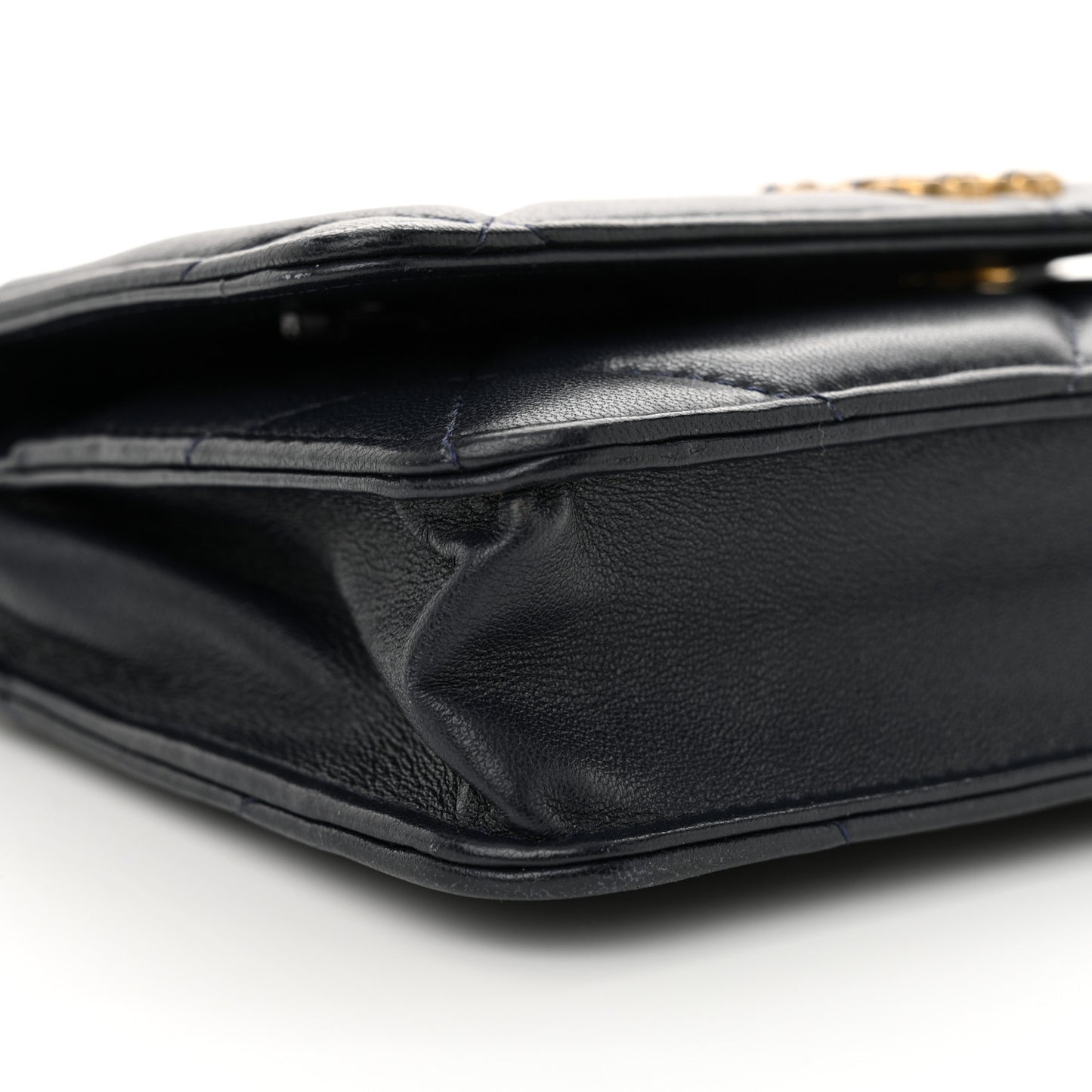 Lambskin Quilted Chanel 19 Wallet On Chain WOC Navy Blue