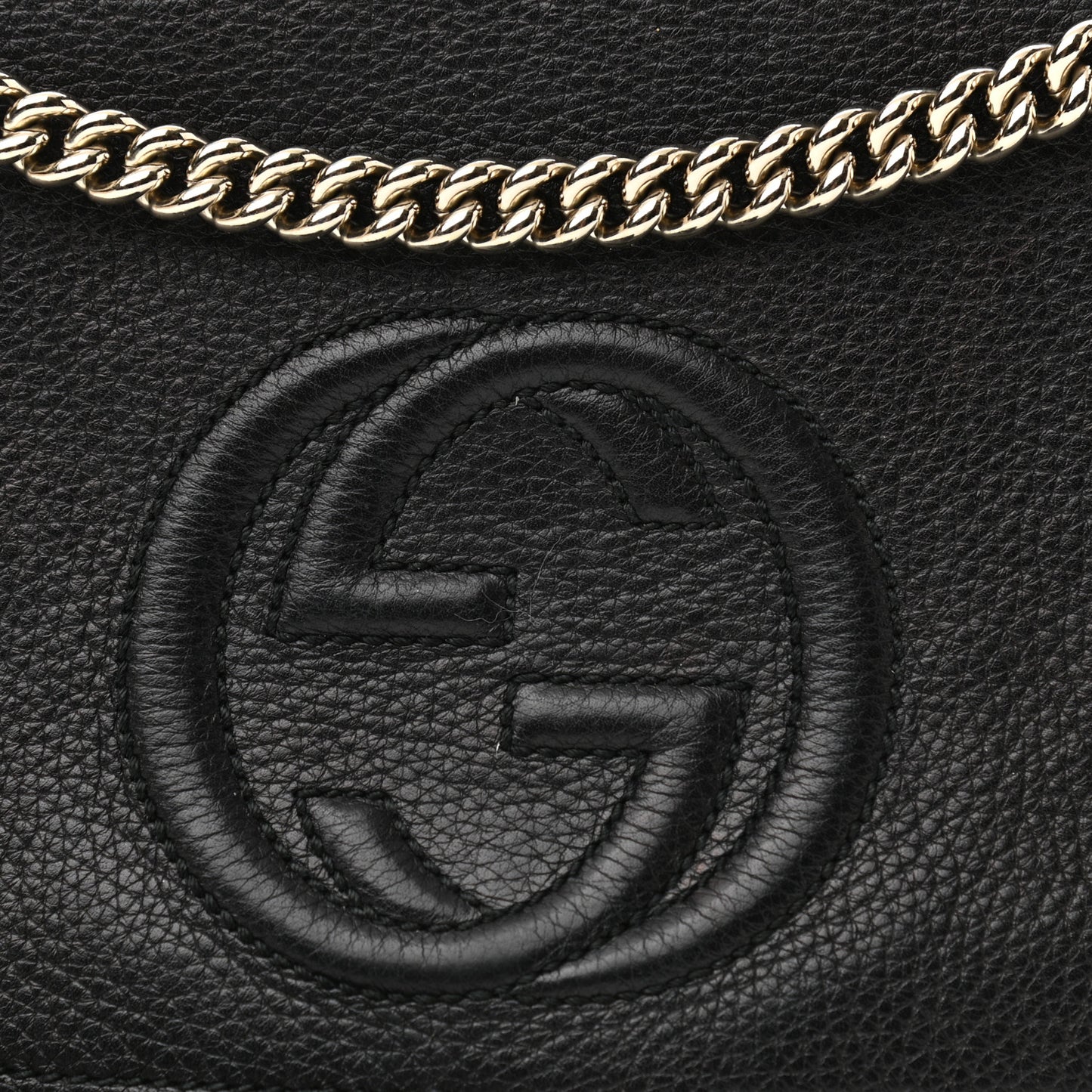 Pebbled Calfskin Medium Soho Flap Crossbody Black