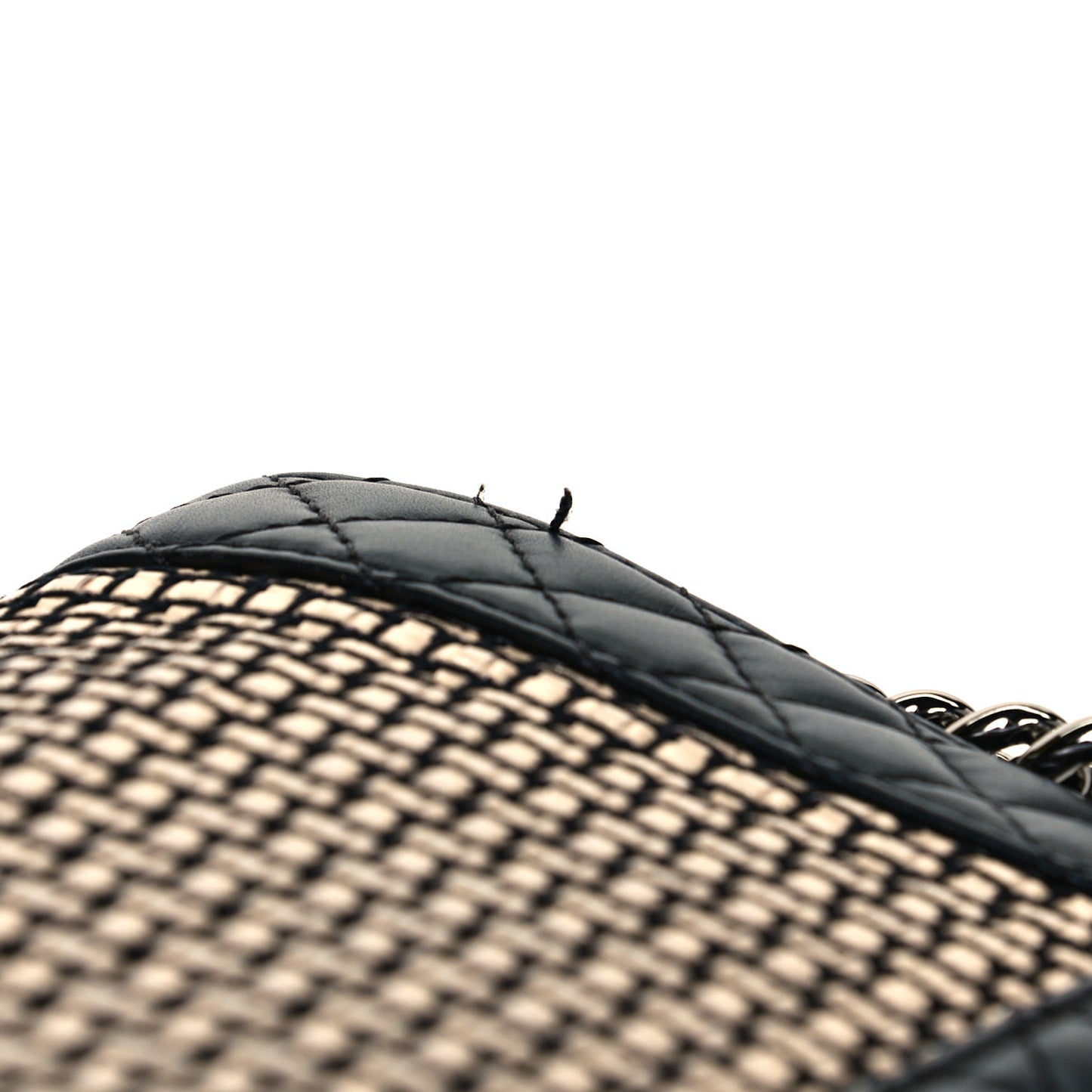 Calfskin Woven Medium Boy Reverso Flap Black