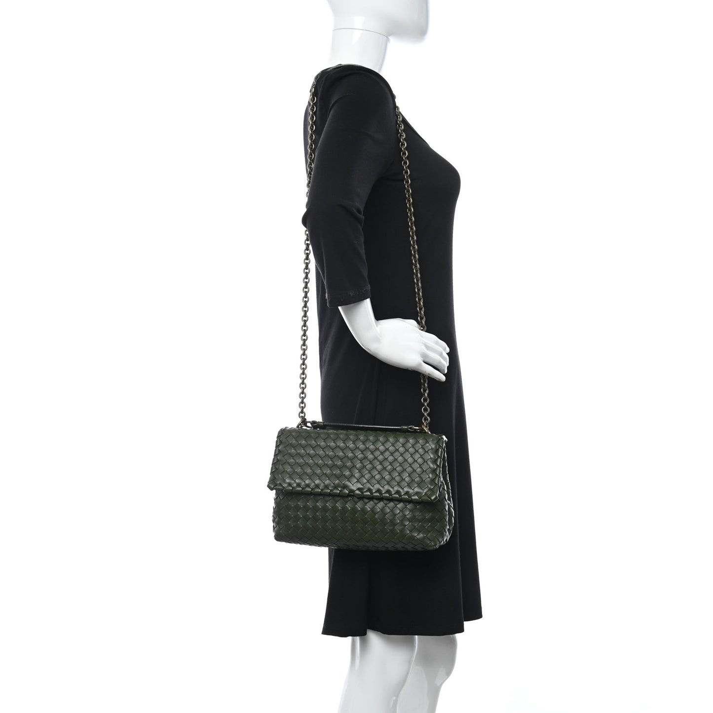 Nappa Intrecciato Baby Olimpia Shoulder Bag Moss