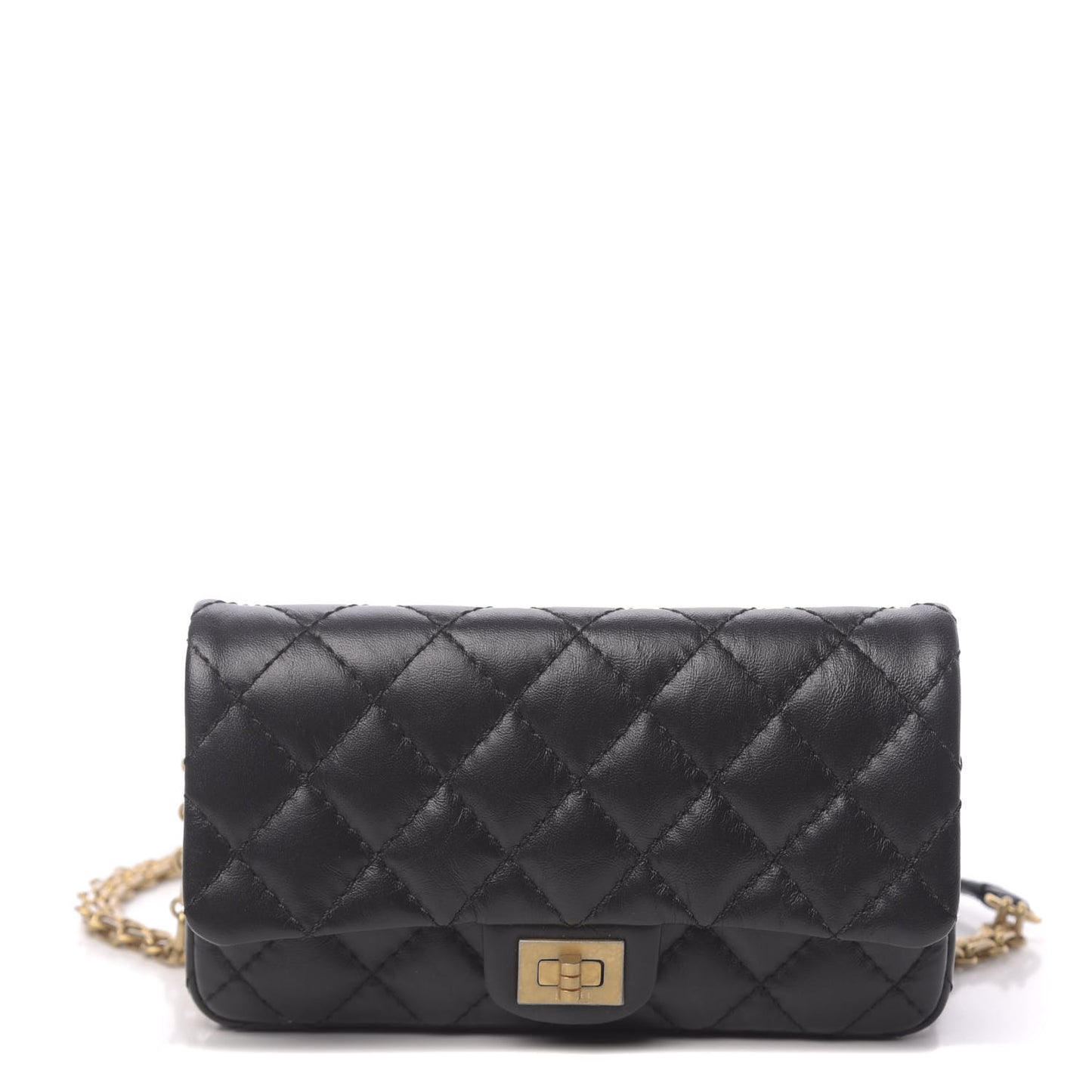 Aged Calfskin Quilted 2.55 Reissue Chain Waist Bag Black