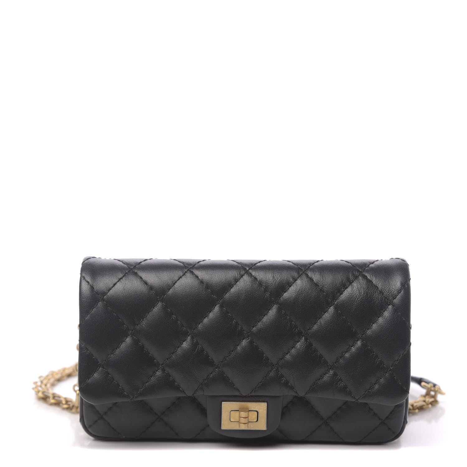 Chanel Aged Calfskin Quilted 2.55 Reissue Chain Waist Bag Black 1 of 11