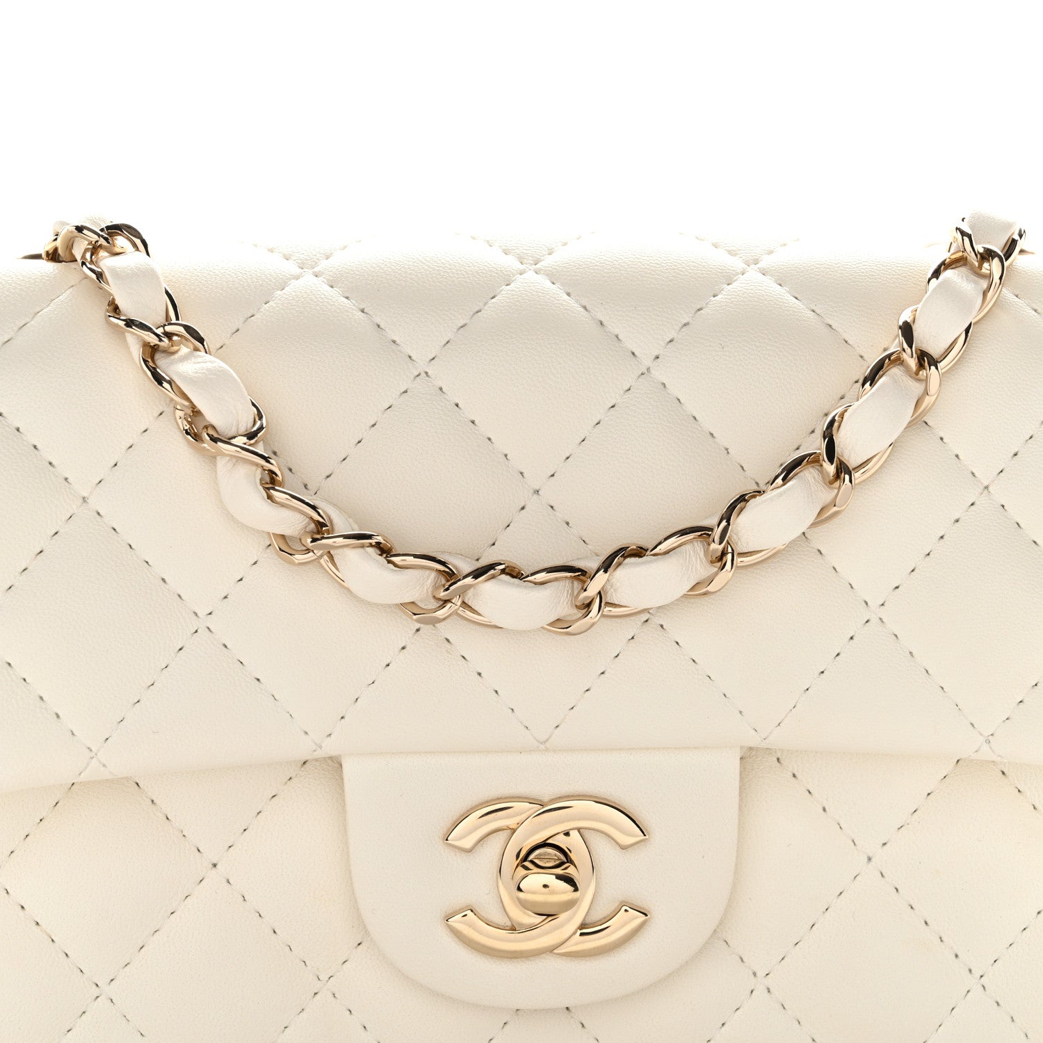 Chanel Lambskin Quilted Mini Rectangular Flap White 8 of 11