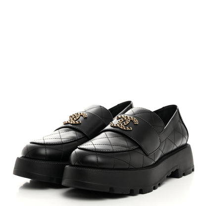 Chanel Calfskin Stitched CC Loafers 40.5 Black 3 of 9