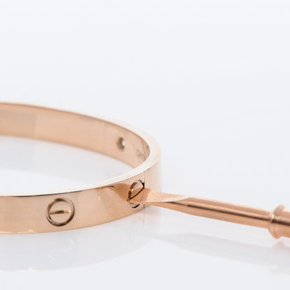Cartier 18K Pink Gold 4 Diamond LOVE Bracelet 17 6 of 7