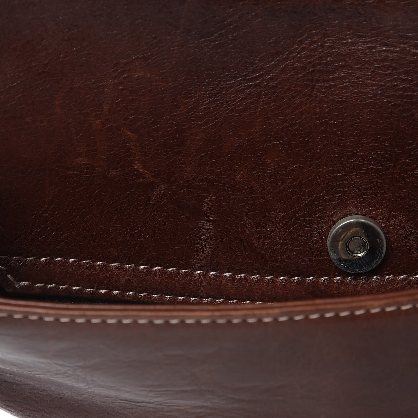 Calfskin Embroidered Romantic Flowers Saddle Bag Brown
