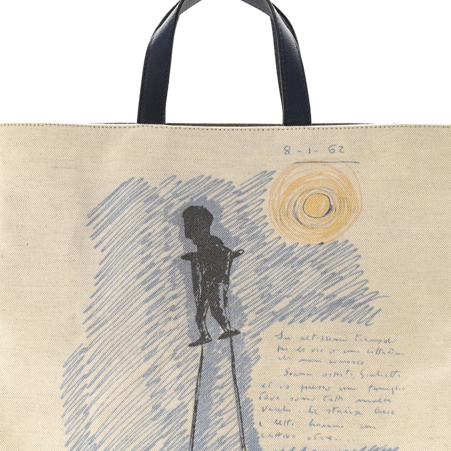 Canvas Federico Fellini Printed Flat Shopping Tote Grezzo Multicolor