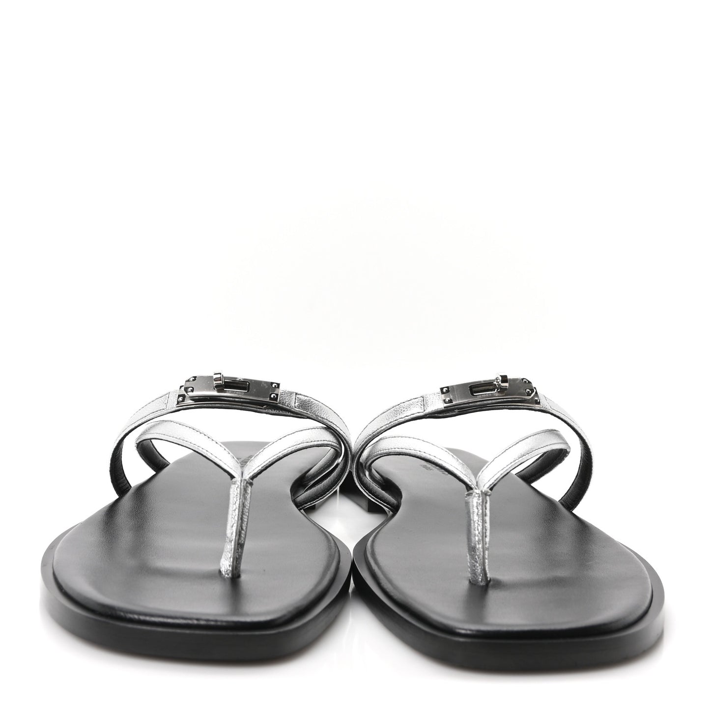 Metallic Goatskin Miss Sandals 38 Gris Argente
