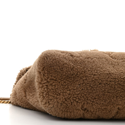 Saint Laurent Shearling Quilted Small Loulou Puffer Monogram Chain Satchel Cinnamon 9 of 10