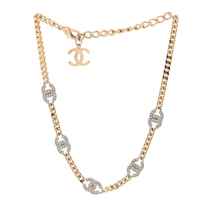 Chanel Crystal Chain CC Link Choker Gold Silver 3 of 5