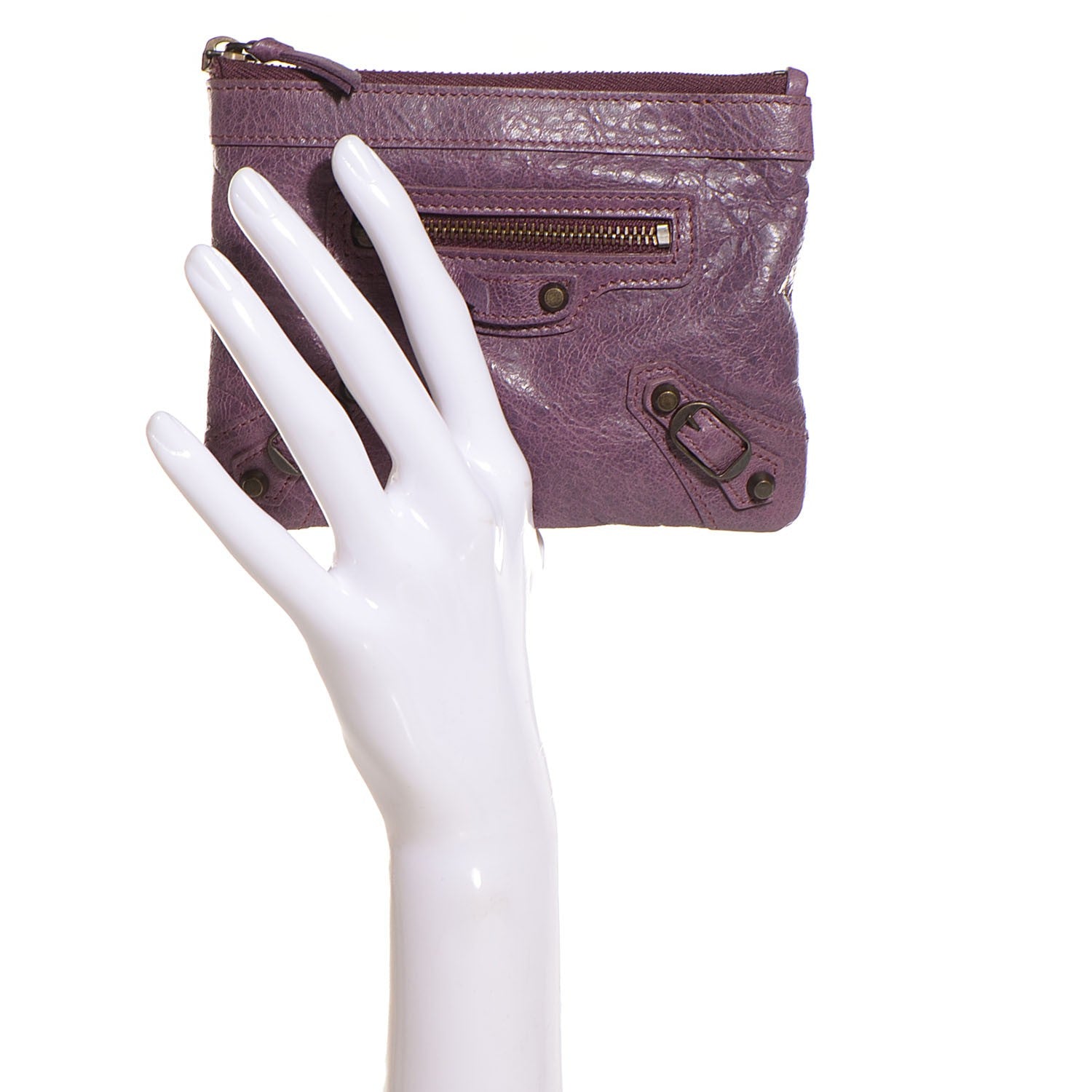 Balenciaga Agneau Classic Hardware M Porte-Monnaie Coin Purse Murier 2 of 10
